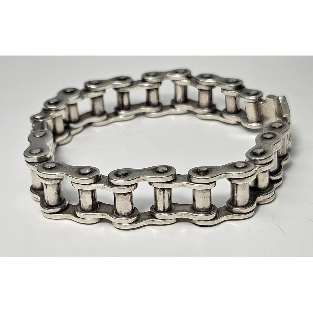 Harley Davidson Emblem 925 Silver 14mm Motorcycle Chain Bracelet 9.5